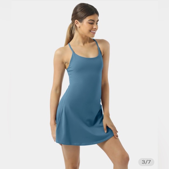 Everyday Cloudful™ Fabric Backless 2-in-1 Flare Workout Dress-Wannabe - Picture 3 of 8